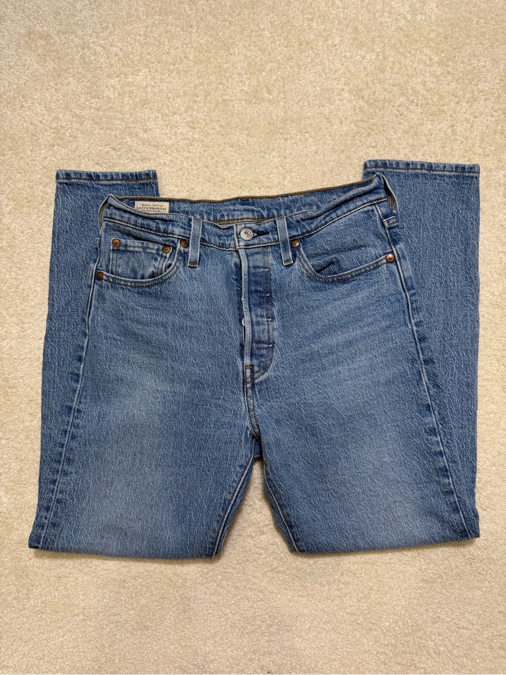 Levi's 501 S Skinny Premium Medium Blue Denim Jeans Size 28 6 - Picture 3 of 10